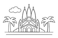 The Sagrada Familia church – Famous Landmarks coloring page