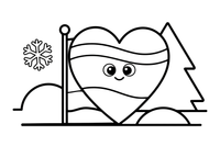 A heart shape made of a waving three-striped flag – Day of Restoration of the State of Lithuania Winter coloring page
