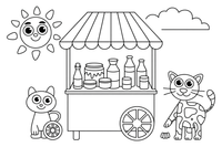 A market stall with dairy products – Creamy Dairy Delights coloring page