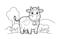 A cow with a bell around its neck – Cow coloring page