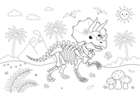 Triceratops skeleton – Triceratops Dinosaur Scenes coloring page