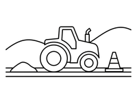 A road roller flattening a fresh road – Construction Vehicles coloring page
