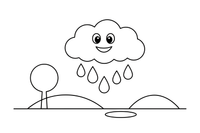 Raindrops falling from a cloud – Stormy Sky & Weather coloring page