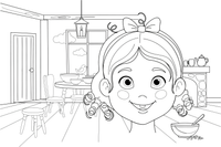 One big smiling face of Goldilocks with curly hair, close up – Goldilocks and the Three Bears Story coloring page