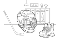 A hockey helmet with a face guard – Sports Gear Object coloring page