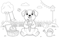 Puppy licking an ice cream cone – Cozy Puppy Dog coloring page