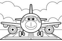 Airplane Taxiing on the Runway – Airplane Sky Scenes coloring page