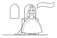 A queen in a small crown and a high-collared dress (a Victorian-style queen) – Historic People Around the World coloring page