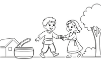 A pair dancing a lively folk dance – Dancing Dancing coloring page