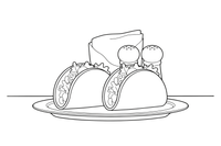 Two tacos standing on a plate – Yummy Meals coloring page