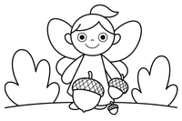 Fairy with Acorns – Whimsical Fairy coloring page