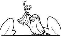 A parrot by a bunch of bananas – Parrot Bird coloring page