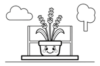 Lavender a flower pot on a windowsill – Lavender Flower Array coloring page
