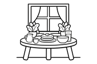 A breakfast table by a sunny window – Classic Breakfast coloring page