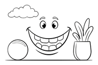 A huge wide grin with big friendly teeth, filling the whole page – Body Parts Exploration coloring page