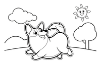 Corgi chasing its own tail – Corgi Dog Playtime coloring page