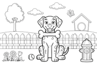 A Dalmatian holding a bone – Dalmatian coloring page