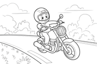 Motorcycle driving down the road – Motorcycle Sport Stunts coloring page