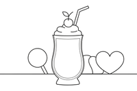 A milkshake with a straw and a cherry – Delightful Sweets coloring page