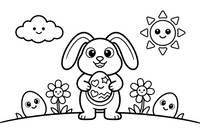 An egg hunt in the garden – Easter Bunny and Eggs coloring page