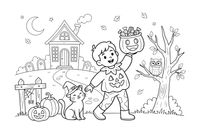 Halloween Trick-or-treat – Halloween Autumn Characters coloring page