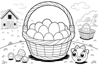 A basket of eggs from the farm – Creamy Dairy Delights coloring page