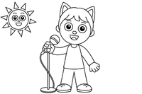 A singer holding a microphone on stage – Creative Artist Performer coloring page
