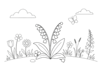 A lily of the valley with tiny hanging bells – Wildflowers coloring page
