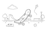 A skateboard with four wheels – Sports Gear Object coloring page