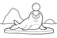 A seal balancing a ball on its nose – Arctic Animals coloring page