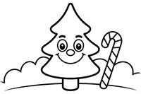 Christmas Tree candy cane – Christmas Winter Decorations coloring page