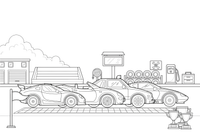 Different race vehicles lined up at the start line – Sport Sport Cars coloring page
