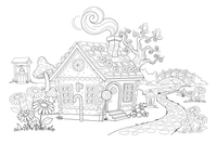 A house made of candy and cookies – Fairytale Stories coloring page