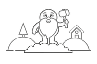 A thunder god with a beard, holding a hammer, standing on a cloud – Lietuviškos pasakos coloring page