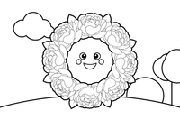 Peony a wreath of flowers in a circle – Peony Flower Display coloring page