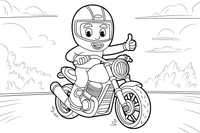 Motorcycle giving a thumbs up in full gear – Motorcycle Sport Stunts coloring page
