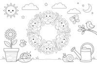 Peony a wreath of flowers in a circle – Peony Flower Display coloring page