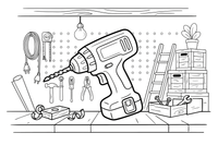 A drill, close up – Builder's Tools coloring page