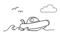 A speedboat leaving a wavy trail – Water Watercraft coloring page