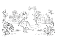 Thumbelina meeting a tiny flower prince with little wings – Thumbelina Story coloring page