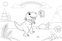T-Rex chasing a butterfly – T-Rex Dino Moments coloring page