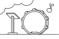 A tambourine with jingles – Musical Instruments coloring page