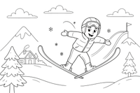 A ski jumper flying through the air – Winter Sports Adventure coloring page