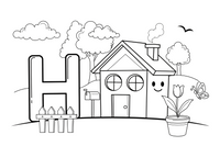 Letter H with a house – Alphabet Alphabet coloring page