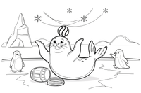 A seal balancing a ball on its nose – Arctic Animals coloring page