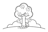 A tree with falling leaves in autumn – Forest Plant Wonders coloring page
