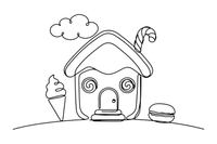 A house made of candy and cookies – Fairytale Stories coloring page