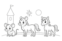 Little mice turning into horses with a sparkle – Charming Cinderella Story coloring page