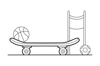 A skateboard with four wheels – Sports Gear Object coloring page