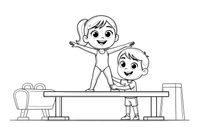 A coach helping a young gymnast – Gymnastics Gymnastics coloring page